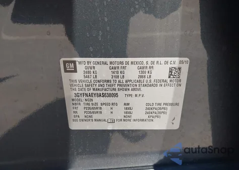 2010 Cadillac Srx Luxury Collection из США, поврежденный, VIN 3GYFNAEY8AS638095